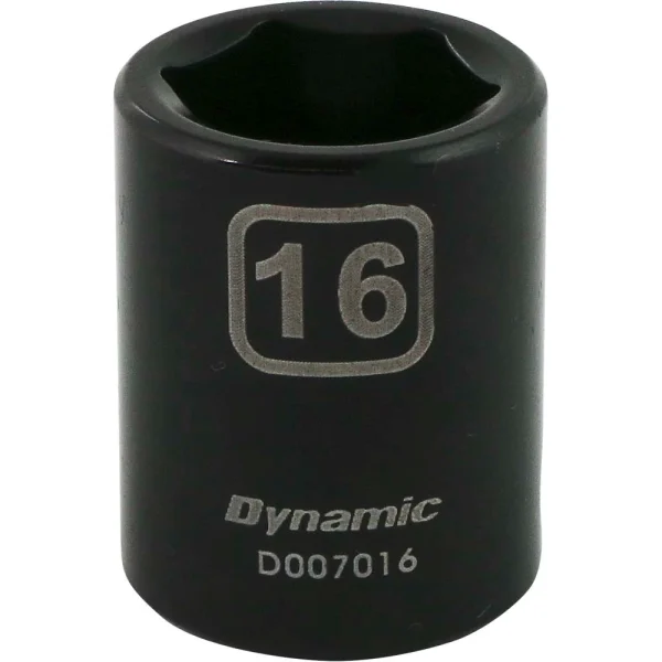 Dynamic Tools 3/8" Drive 6 Point Metric, 16mm Standard Length, Impact Socket (D007016)