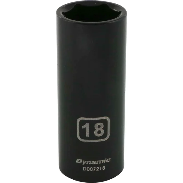 Dynamic Tools 3/8" Drive 6 Point Metric, 18mm Deep Length, Impact Socket (D007218)