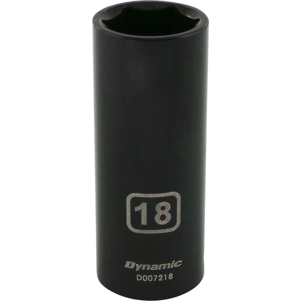 Dynamic Tools 3/8" Drive 6 Point Metric, 18mm Deep Length, Impact Socket (D007218)