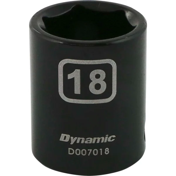 Dynamic Tools 3/8" Drive 6 Point Metric, 18mm Standard Length, Impact Socket (D007018)