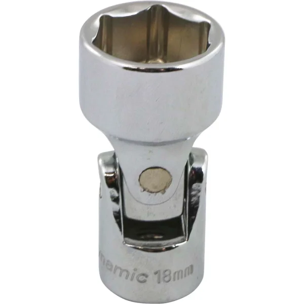 Dynamic Tools 3/8" Drive 6 Point Metric, 18mm Universal Joint Socket, Chrome Finish (D008718)