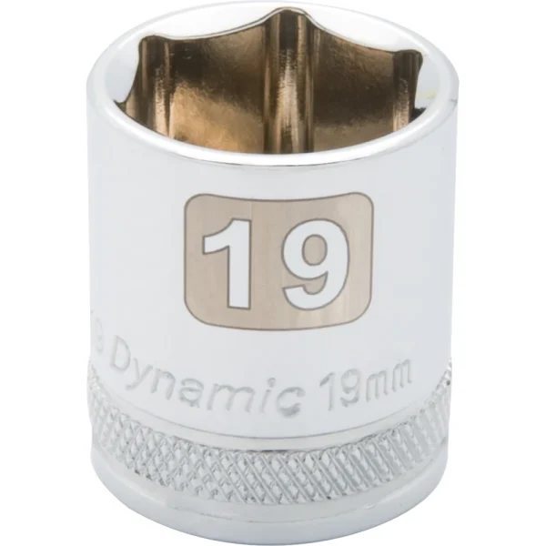 Dynamic Tools 3/8" Drive 6 Point Metric, 19mm Standard Length, Chrome Finish Socket (D008019)
