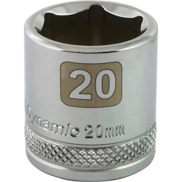 Dynamic Tools 3/8" Drive 6 Point Metric, 20mm Standard Length, Chrome Finish Socket (D008020)