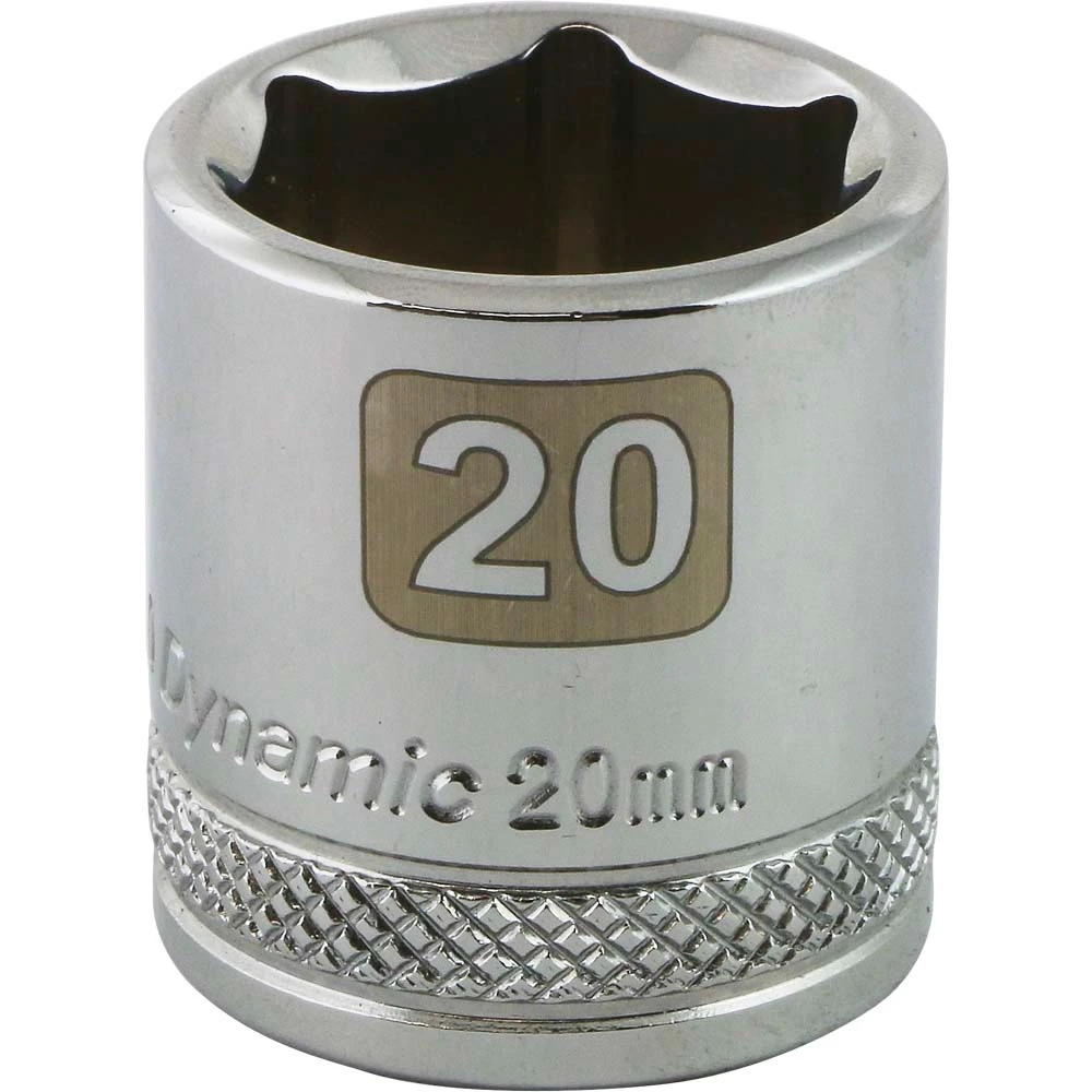 Dynamic Tools 3/8" Drive 6 Point Metric, 20mm Standard Length, Chrome Finish Socket (D008020)