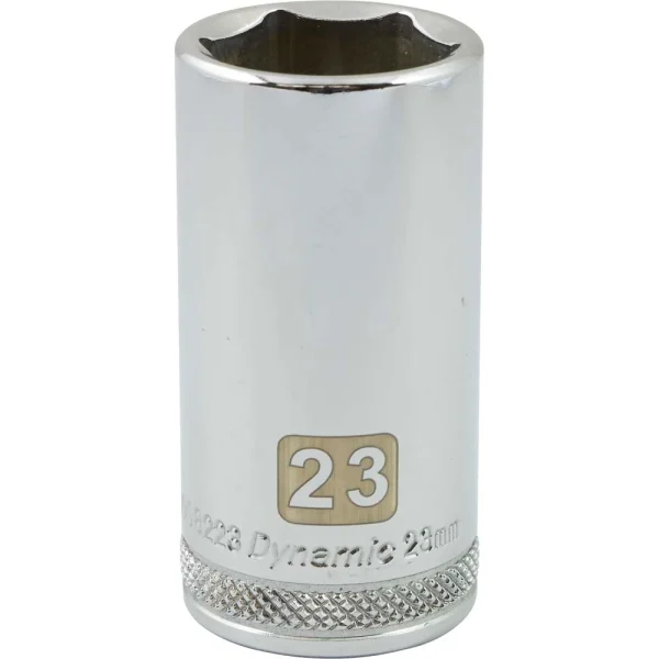 Dynamic Tools 3/8" Drive 6 Point Metric, 23mm Deep Length, Chrome Finish Socket (D008223)