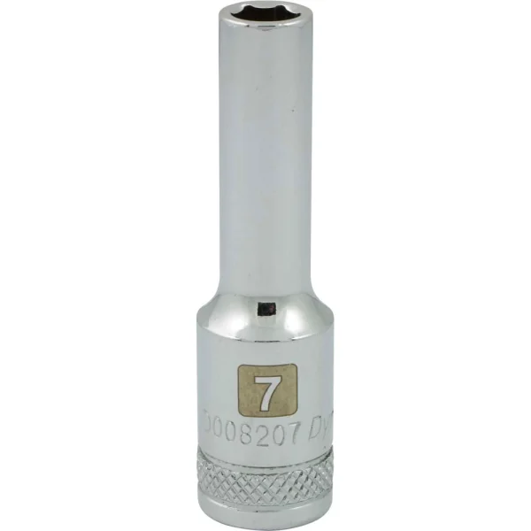 Dynamic Tools 3/8" Drive 6 Point Metric, 7mm Deep Length, Chrome Finish Socket (D008207)