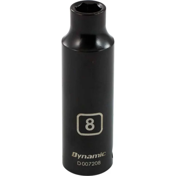 Dynamic Tools 3/8" Drive 6 Point Metric, 8mm Deep Length, Impact Socket (D007208)