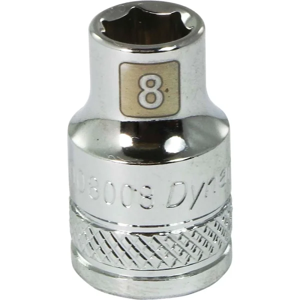 Dynamic Tools 3/8" Drive 6 Point Metric, 8mm Standard Length, Chrome Finish Socket (D008008)