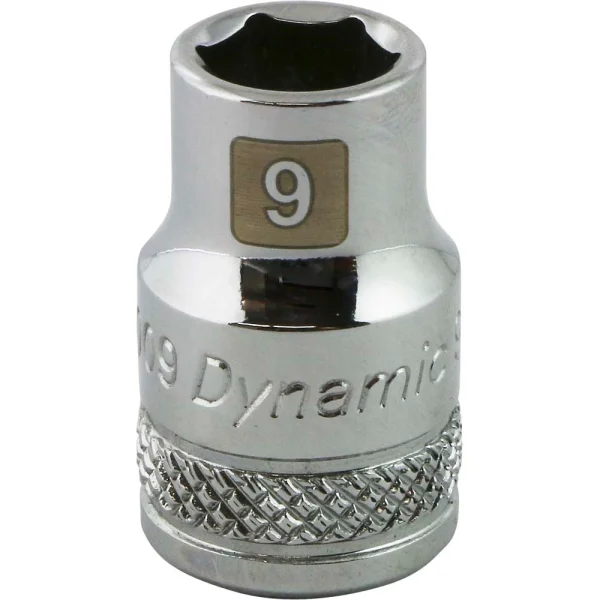 Dynamic Tools 3/8" Drive 6 Point Metric, 9mm Standard Length, Chrome Finish Socket (D008009)