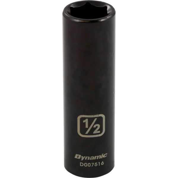 Dynamic Tools 3/8" Drive 6 Point SAE, 1/2" Deep Length, Impact Socket (D007516)