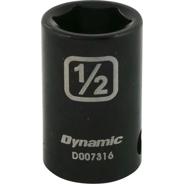 Dynamic Tools 3/8" Drive 6 Point SAE, 1/2" Standard Length, Impact Socket (D007316)