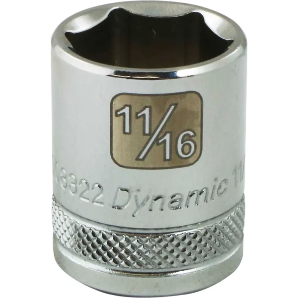 Dynamic Tools 3/8" Drive 6 Point SAE, 11/16" Standard Length, Chrome Finish Socket (D008322)