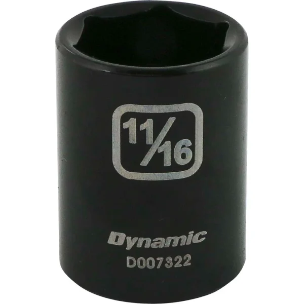 Dynamic Tools 3/8" Drive 6 Point SAE, 11/16" Standard Length, Impact Socket (D007322)