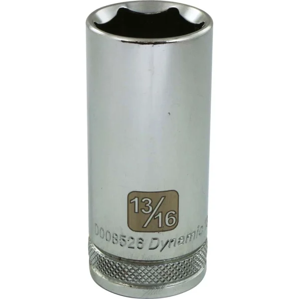 Dynamic Tools 3/8" Drive 6 Point SAE, 13/16" Deep Length, Chrome Finish Socket (D008526)