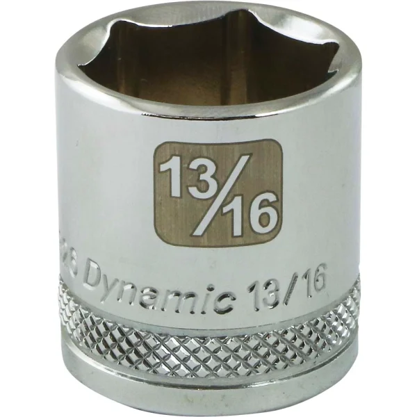 Dynamic Tools 3/8" Drive 6 Point SAE, 13/16" Standard Length, Chrome Finish Socket (D008326)