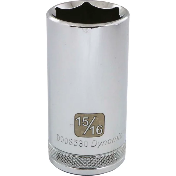 Dynamic Tools 3/8" Drive 6 Point SAE, 15/16" Deep Length, Chrome Finish Socket (D008530)