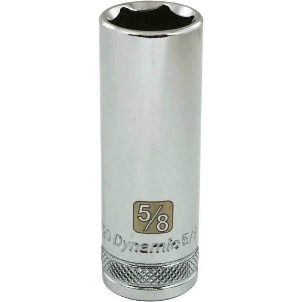 Dynamic Tools 3/8" Drive 6 Point SAE, 5/8" Deep Length, Chrome Finish Socket (D008520)