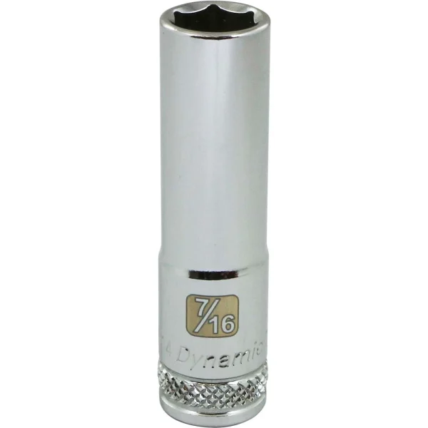 Dynamic Tools 3/8" Drive 6 Point SAE, 7/16" Deep Length, Chrome Finish Socket (D008514)