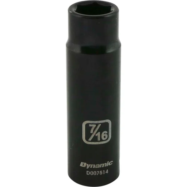 Dynamic Tools 3/8" Drive 6 Point SAE, 7/16" Deep Length, Impact Socket (D007514)