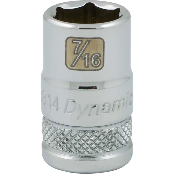 Dynamic Tools 3/8" Drive 6 Point SAE, 7/16" Standard Length, Chrome Finish Socket (D008314)