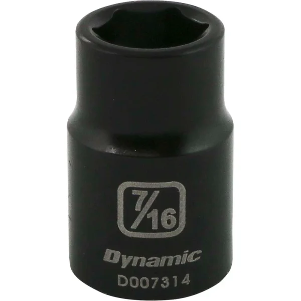 Dynamic Tools 3/8" Drive 6 Point SAE, 7/16" Standard Length, Impact Socket (D007314)