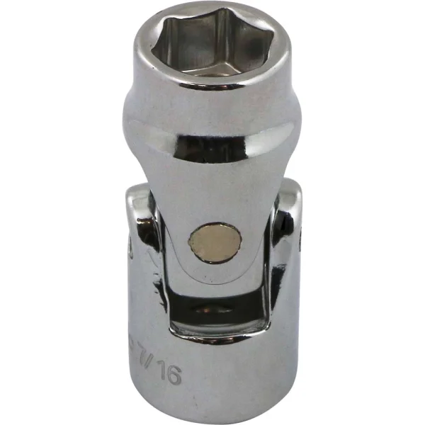 Dynamic Tools 3/8" Drive 6 Point SAE, 7/16" Universal Joint Socket, Chrome Finish (D008614)
