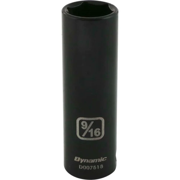 Dynamic Tools 3/8" Drive 6 Point SAE, 9/16" Deep Length, Impact Socket (D007518)