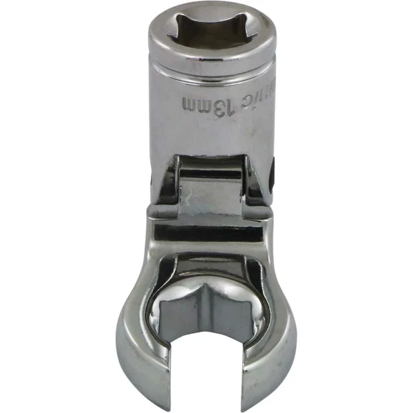 Dynamic Tools 3/8" Drive Metric 13mm Flex Head, Crow Foot Flare Nut Socket, Chrome Finish (D008763)