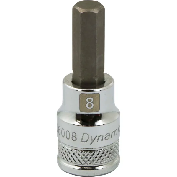 Dynamic Tools 3/8" Drive Metric Hex Head, 8mm Bit Standard Length, Chrome Finish Socket (D006008)
