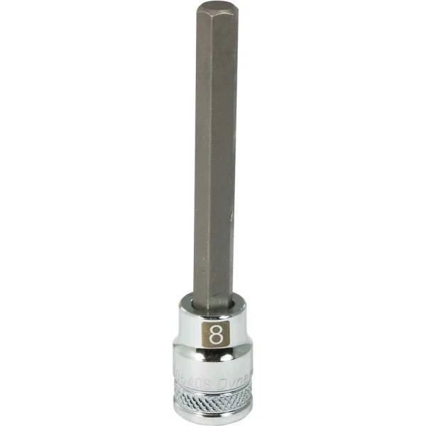 Dynamic Tools 3/8" Drive Metric Hex Head, 8mm Long Bit, Chrome Finish Socket (D006408)