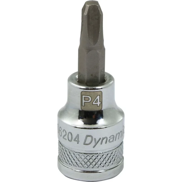 Dynamic Tools 3/8" Drive Phillips® Head, Ph#4 Bit Standard Length, Chrome Finish Socket (D006204)
