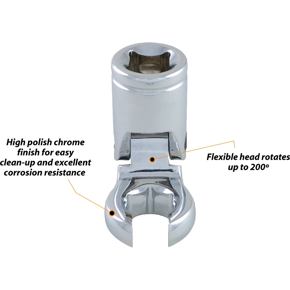 Dynamic Tools 3/8" Drive SAE 1/2" Flex Head, Crow Foot Flare Nut Socket, Chrome Finish (D008646) — product image 3