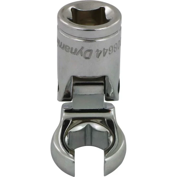 Dynamic Tools 3/8" Drive SAE 7/16" Flex Head, Crow Foot Flare Nut Socket, Chrome Finish (D008644)