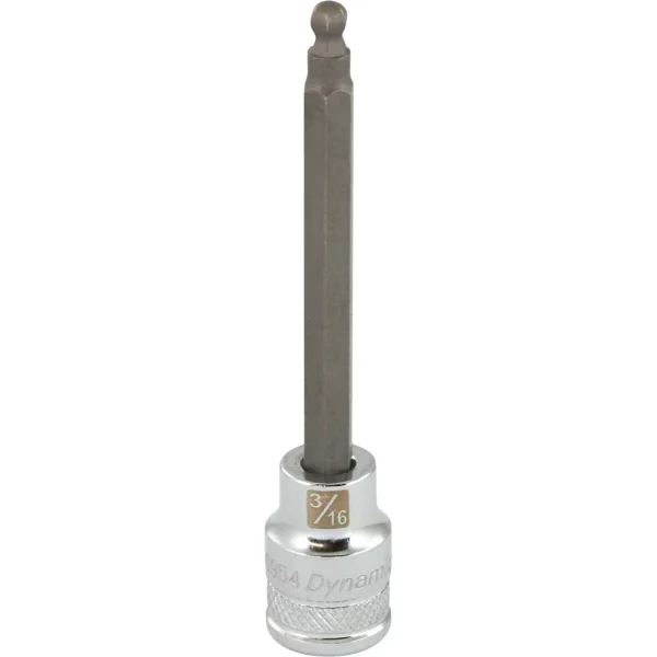 Dynamic Tools 3/8" Drive SAE Hex Head, 3/16" Long Ball Nose, Chrome Finish Socket (D006954)