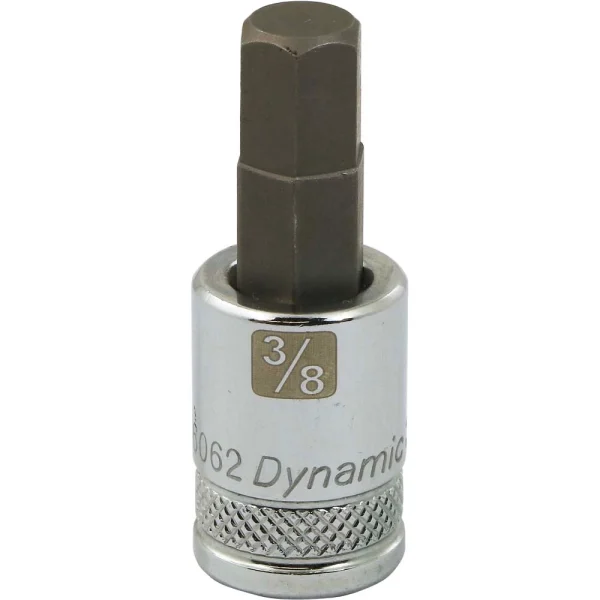 Dynamic Tools 3/8" Drive SAE Hex Head, 3/8" Bit Standard Length, Chrome Finish Socket (D006062)