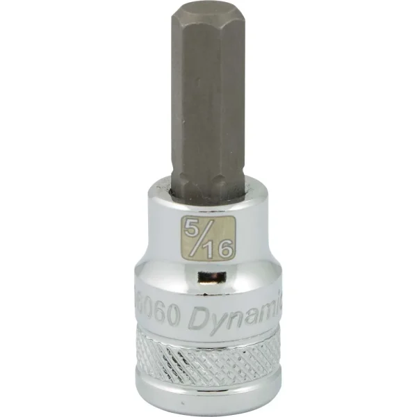 Dynamic Tools 3/8" Drive SAE Hex Head, 5/16" Bit Standard Length, Chrome Finish Socket (D006060)