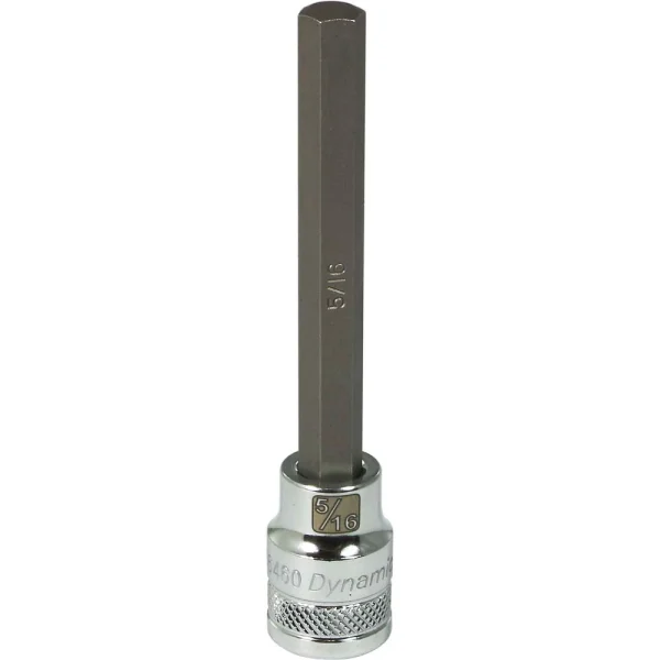 Dynamic Tools 3/8" Drive SAE Hex Head, 5/16" Long Bit, Chrome Finish Socket (D006460)