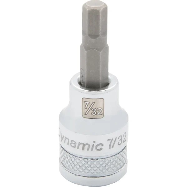 Dynamic Tools 3/8" Drive SAE Hex Head, 7/32" Bit Standard Length, Chrome Finish Socket (D006056)