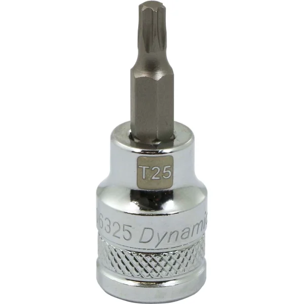 Dynamic Tools 3/8" Drive Torx® Head, T25 Bit Regular Length, Chrome Finish Socket (D006325)