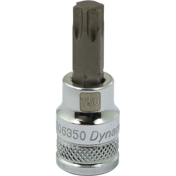 Dynamic Tools 3/8" Drive Torx® Head, T50 Bit Regular Length, Chrome Finish Socket (D006350)