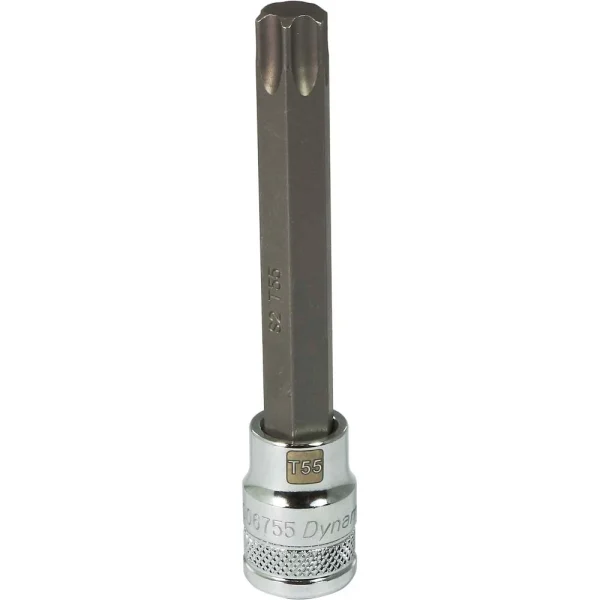 Dynamic Tools 3/8" Drive Torx® Head, T55 Long Bit, Chrome Finish Socket (D006755)