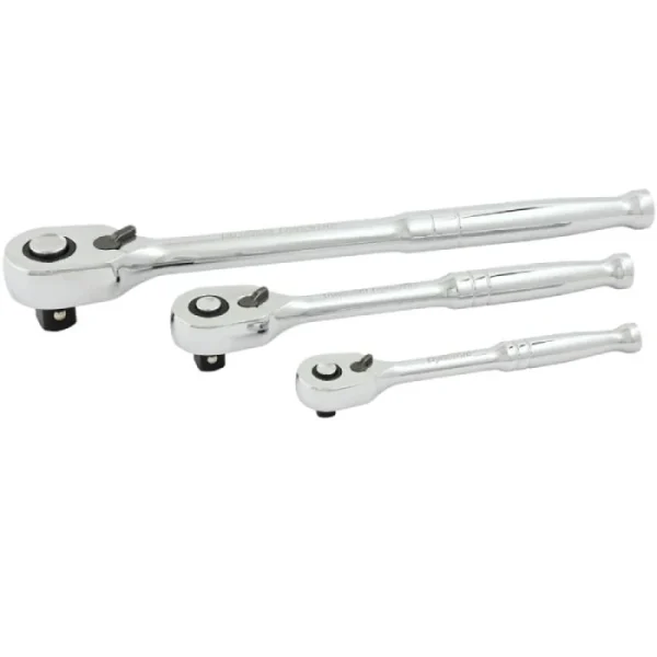 Dynamic Tools 3 Piece 1/4", 3/8" & 1/2" Drive 108-Tooth Ratchet Set Bundle (D106003)