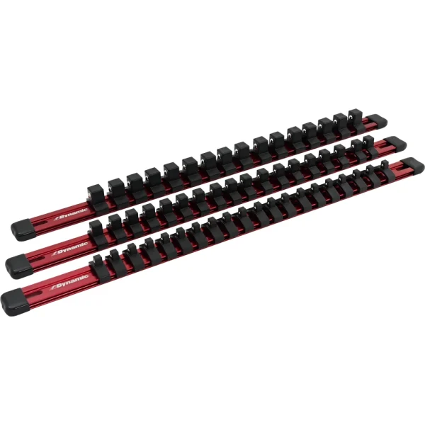 Dynamic Tools 3 Piece Aluminum Socket Rail Set Red (D029101)