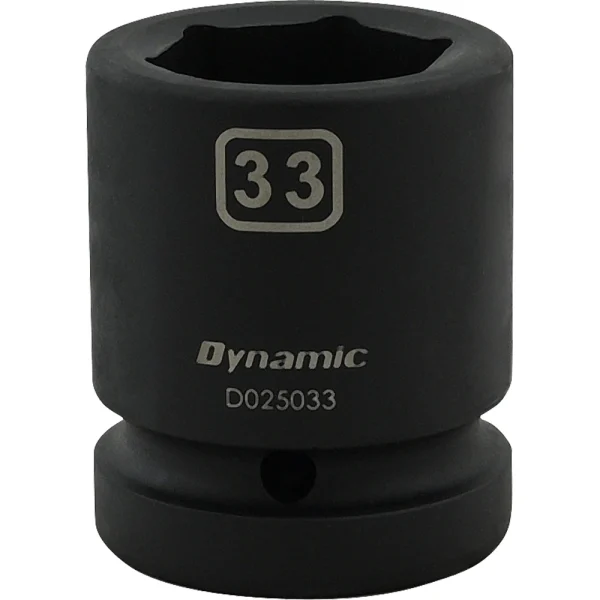 Dynamic Tools 33mm X 1" Drive, 6 Point Standard Length, Impact Socket (D025033)