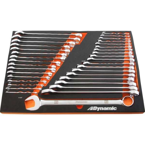 Dynamic Tools 36 Piece SAE & Metric Chrome Combination Wrench Set With Foam Tool Organizer (D096001-FT2T)