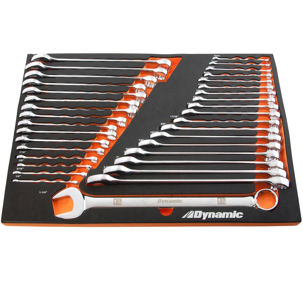 Dynamic Tools 36 Piece SAE & Metric Chrome Combination Wrench Set With Foam Tool Organizer (D096001-FT2T) — product image 3