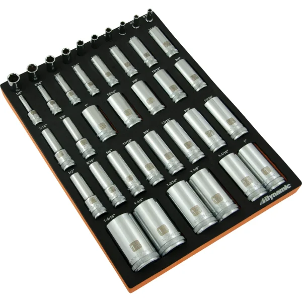 Dynamic Tools 40 Piece SAE Deep Socket Set With Foam Tool Organizer (D096001-FT7T)