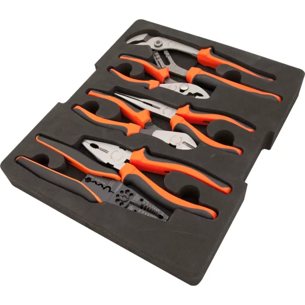 Dynamic Tools 7 Piece Pliers and Wire Stripper Set With Foam Tool Organizer (D105105)
