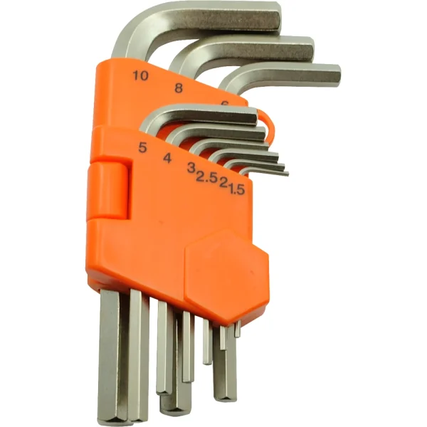 Dynamic Tools 9 Piece Metric Regular Hex Key Set, 1.5mm - 10mm (D043204)