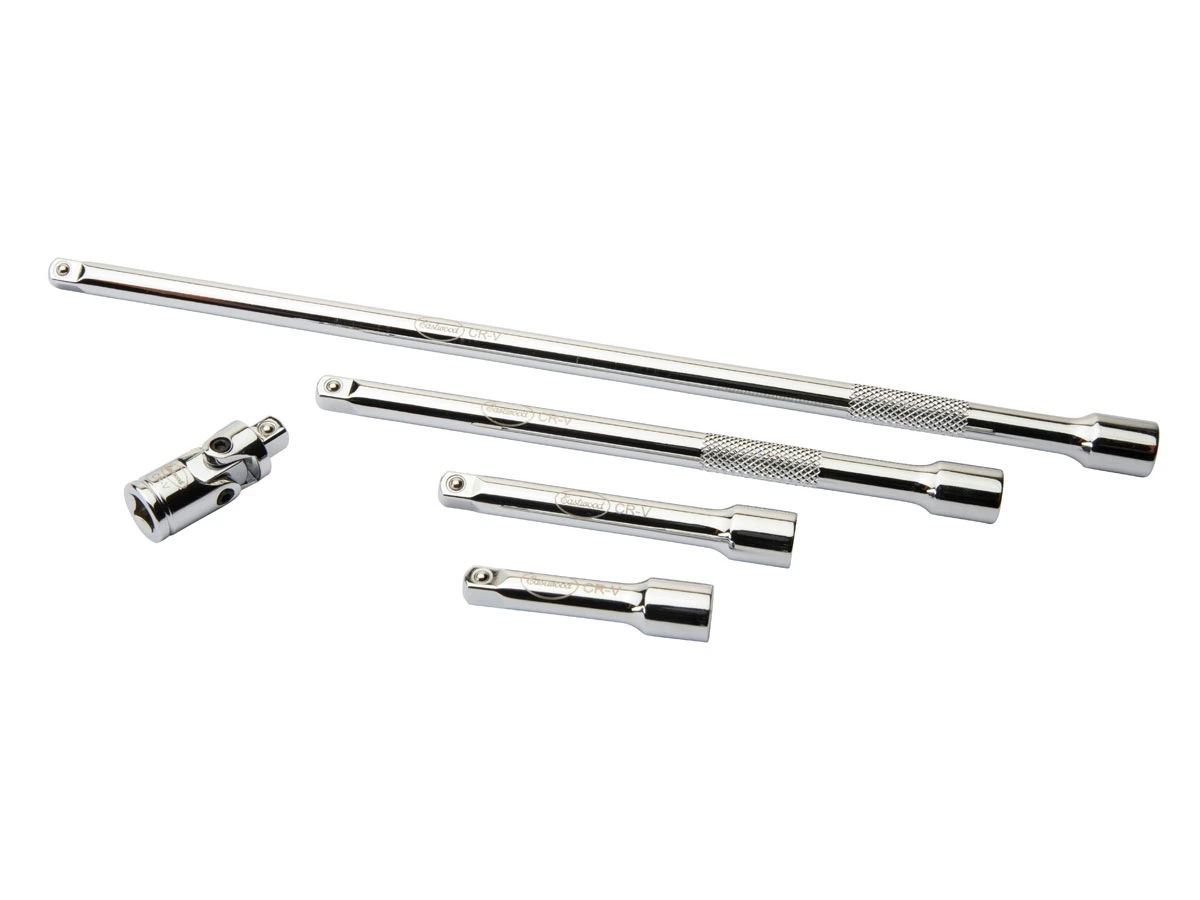 Eastwood 1/4 Inch Drive 5pc Extension Set with Universal Joint and Holder Rail (32177)